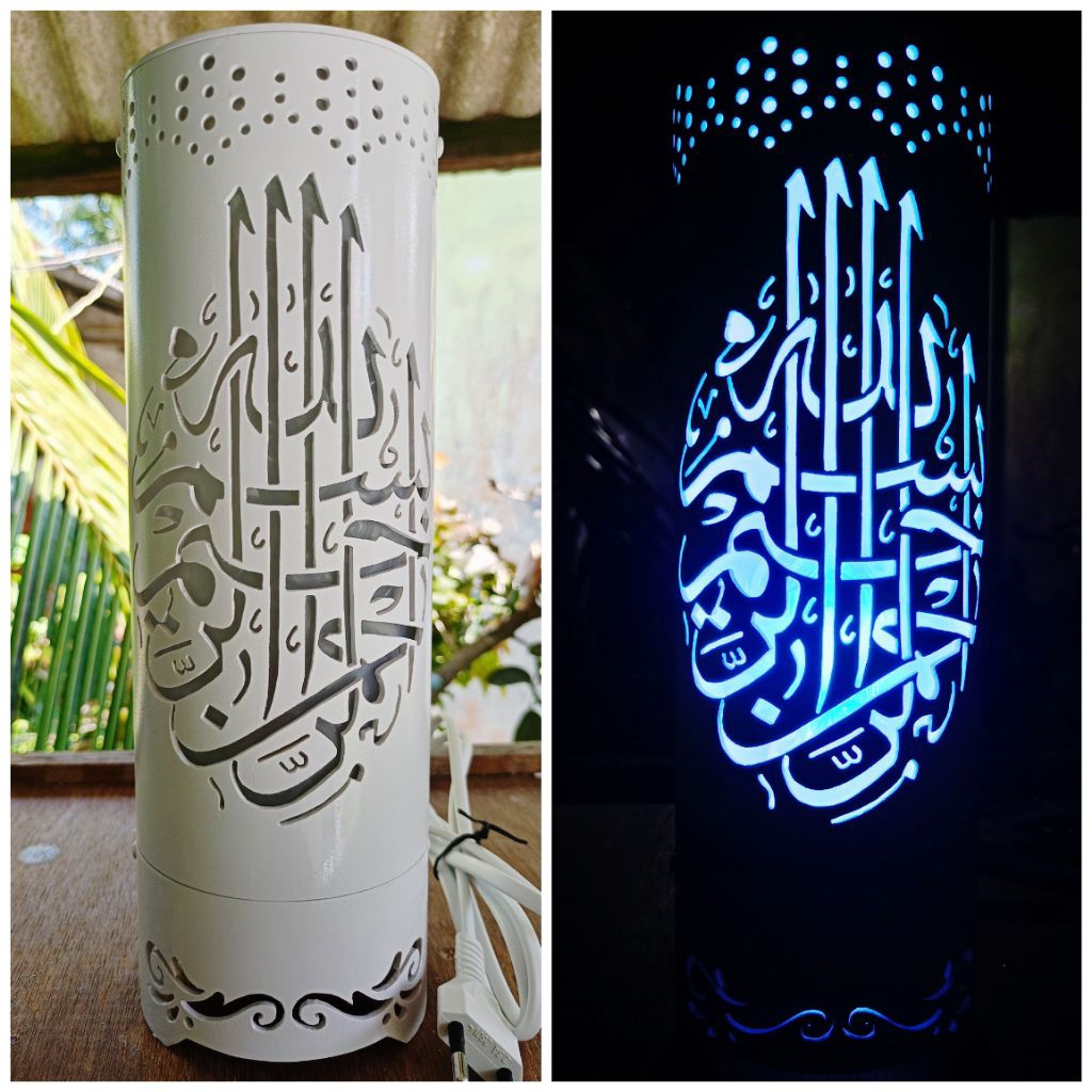 lampu hias kaligrafi Bismillah bahan PVC paralon