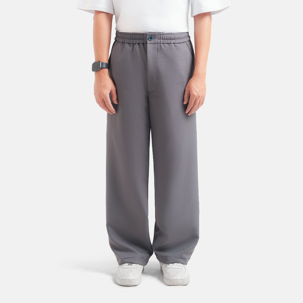 Kasual Celana Panjang Smart Wide Loose Grey Pants Pria