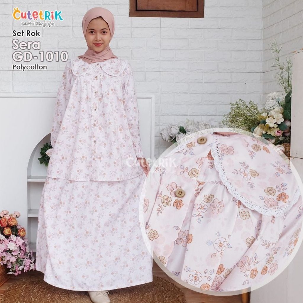 Setelan rok muslim anak dan remaja cutetrik terbaru / one set rok cutetrik / Set rok Sera cutetrik