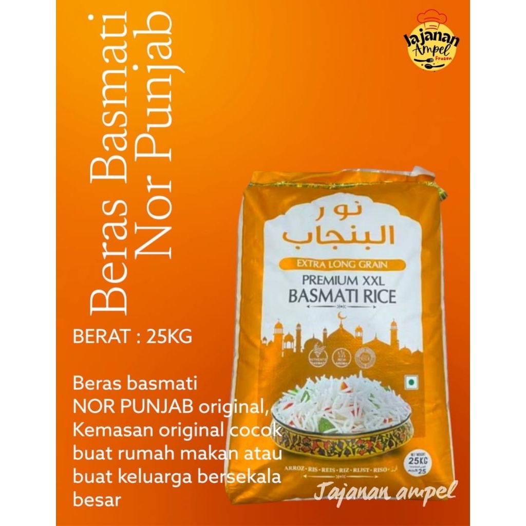 

BERAS BASMATI NOR PUNJAB XXL ORIGINAL, COCOK BUAT RUMAH MAKAN KEMASAN 25KG