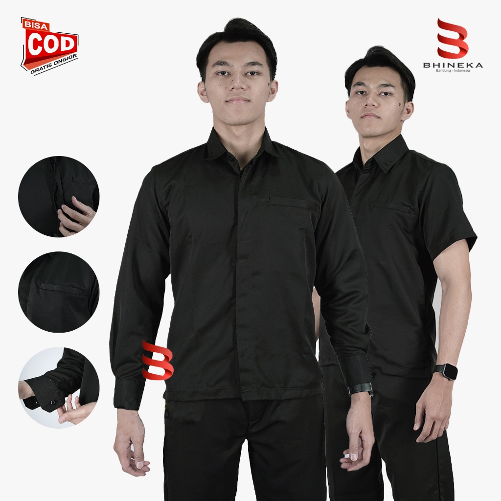 Kemeja Safari Terbaru 2025 Baju Safari Security Satpam Warna Hitam Navy Coklat