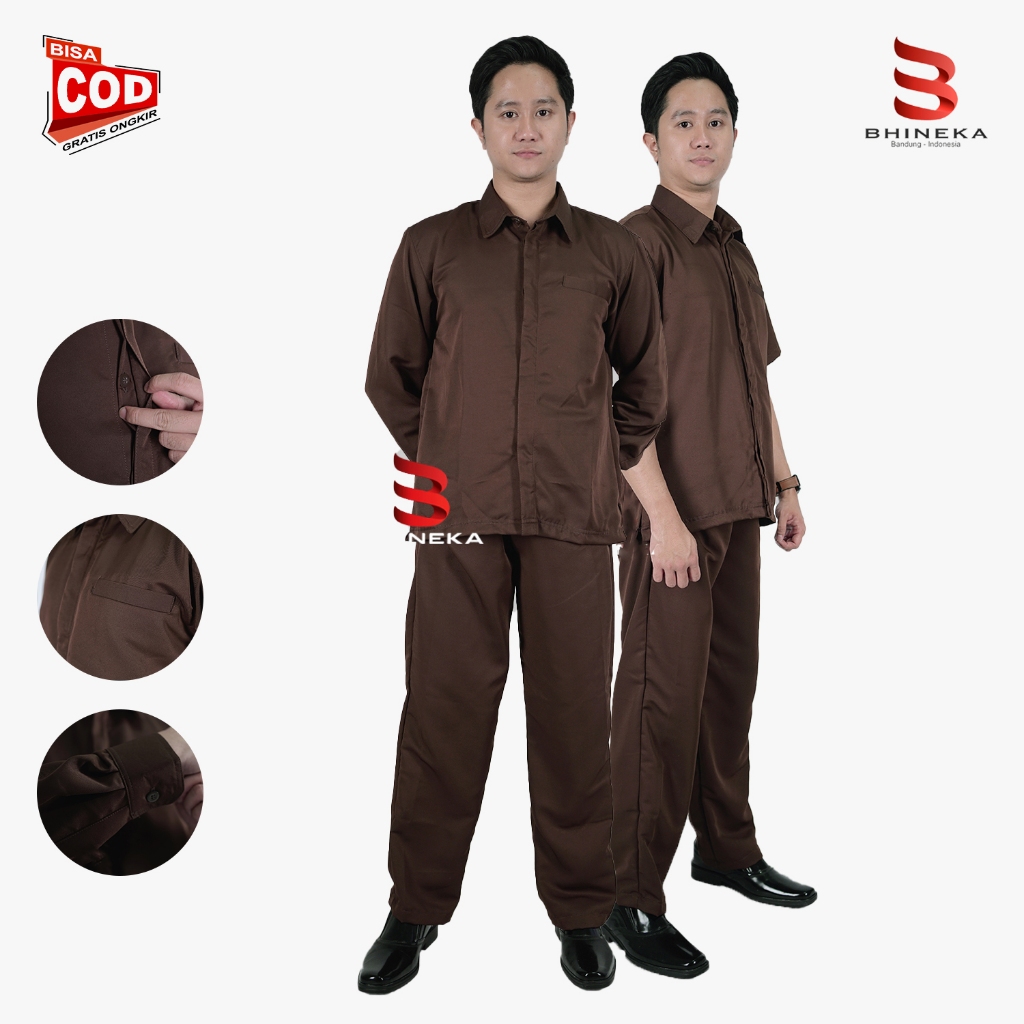Seragam Safari Terbaru 2025 Setelan Safari Security Satpam Warna Coklat