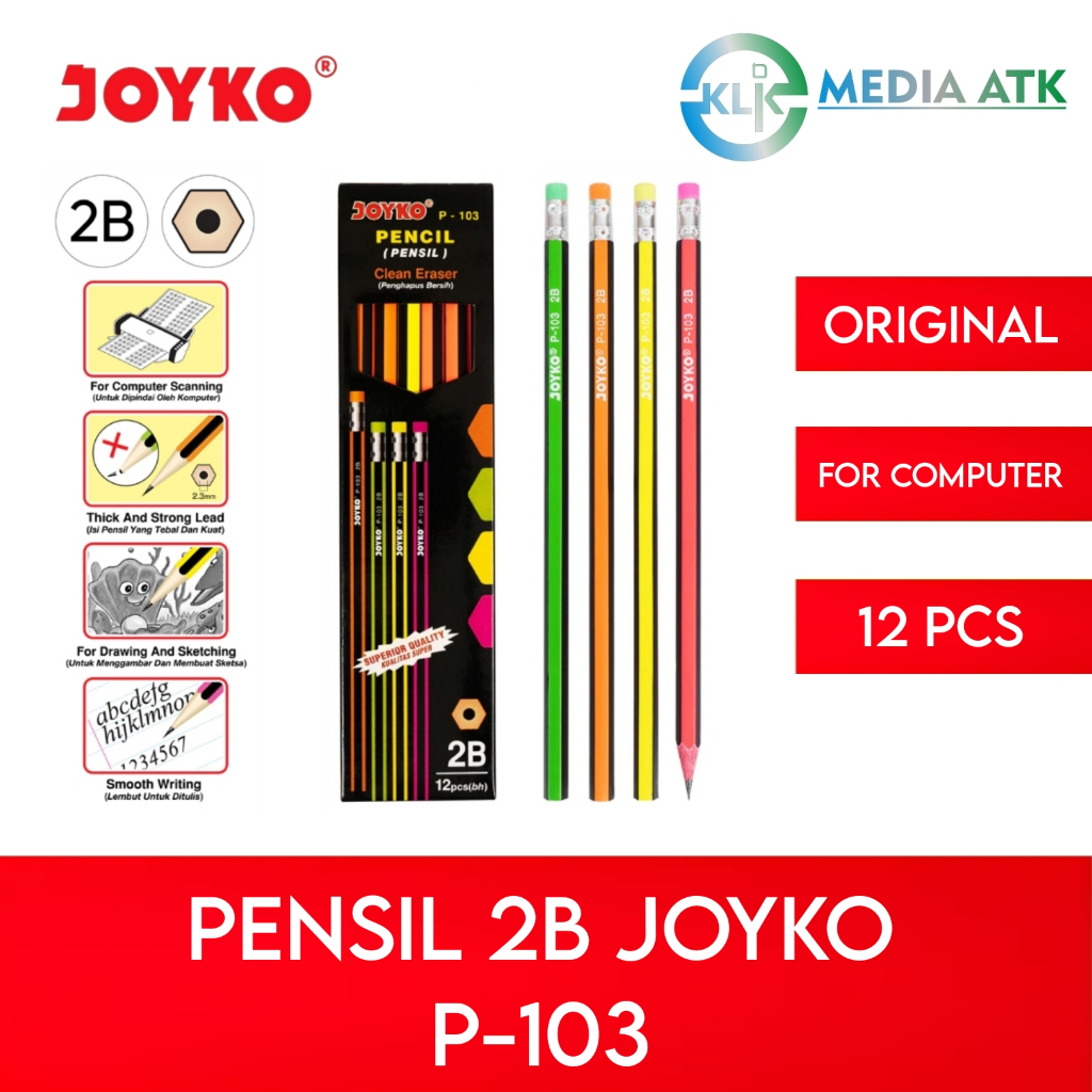

Pensil 2B Joyko P-103 Include Eraser - 12 Pcs