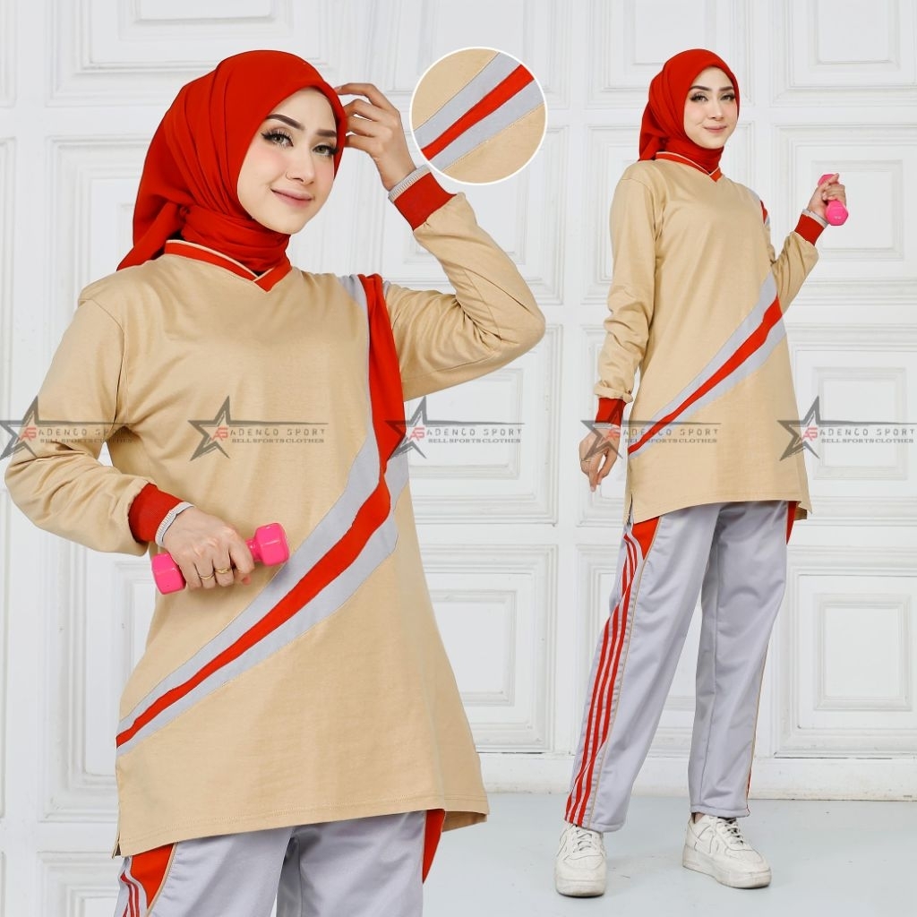 Stelan trening olahraga muslimah wanita new kaos katun muslimah sporty