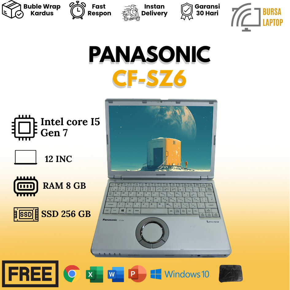 Laptop Panasonic Core I5 Gen 7 Ram 8 Gb Ssd 256 Gb Barang Langka