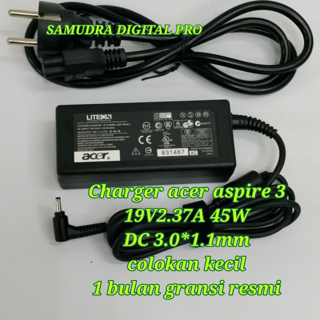 Adaptor/charger Acer aspire 3 A314-35 colokan kecil