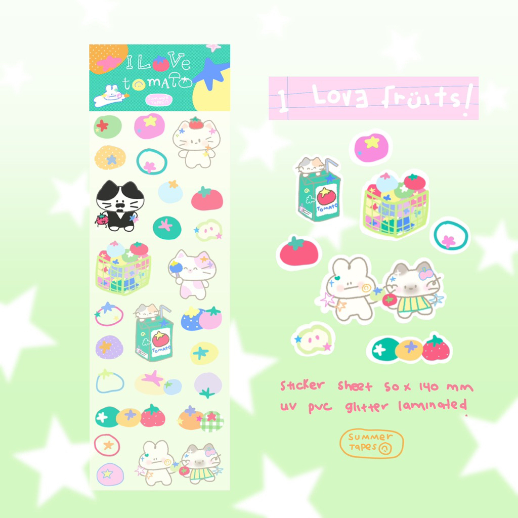 

summer tapes - I love fruits sticker sheet / uv sticker / deco sticker