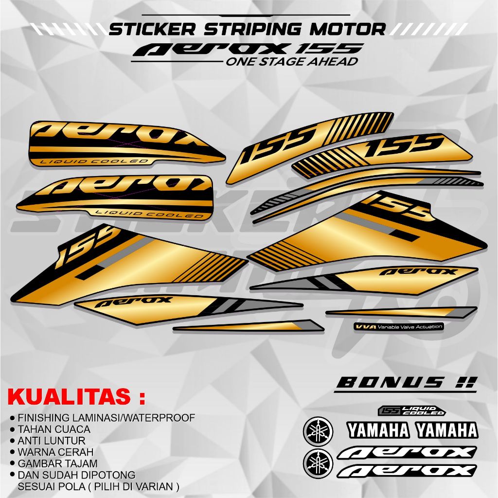 Striping Aerox Old 155 VVA Variasi NVX Malaysia Thailand Grafis Racing Original 2016-2019