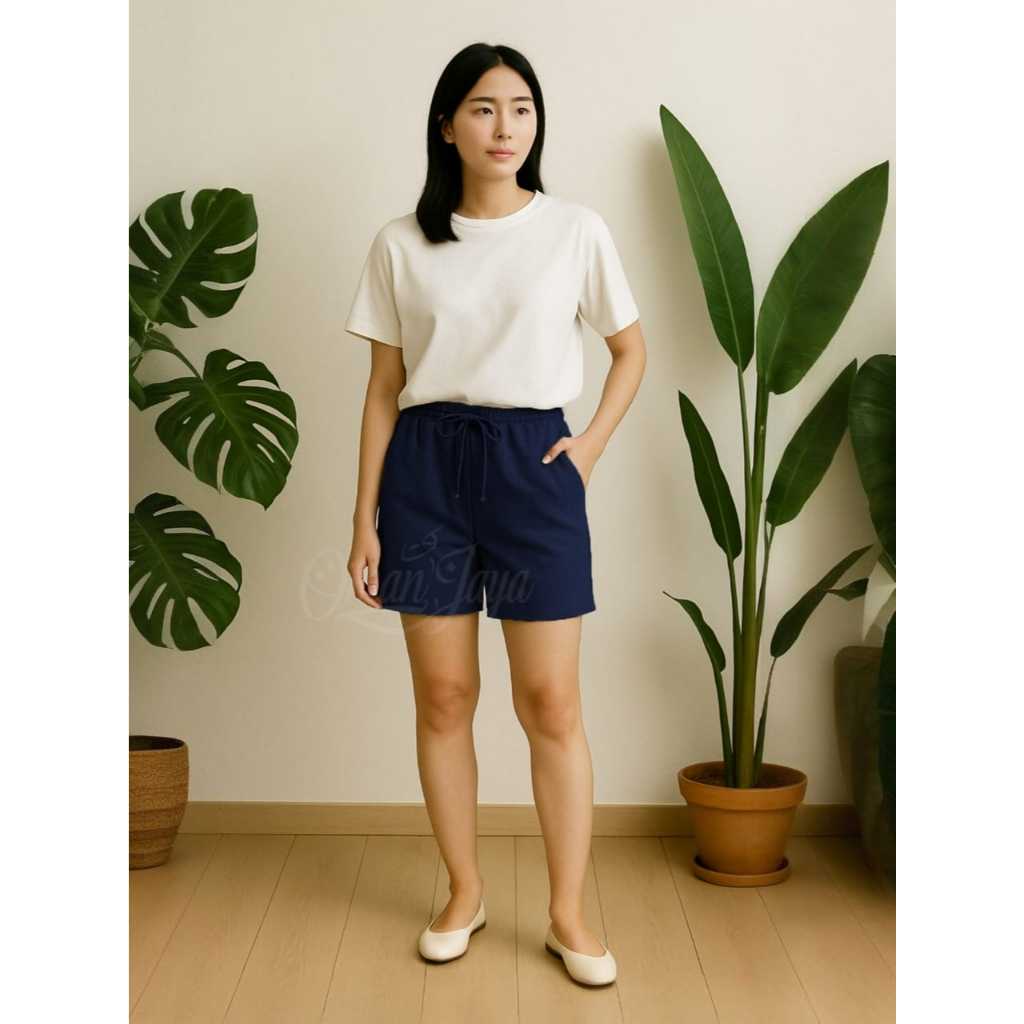 Celana Pendek Cewe Kekinian 2025 Hotpants Wanita Korea Style Bahan Crinkle Premium