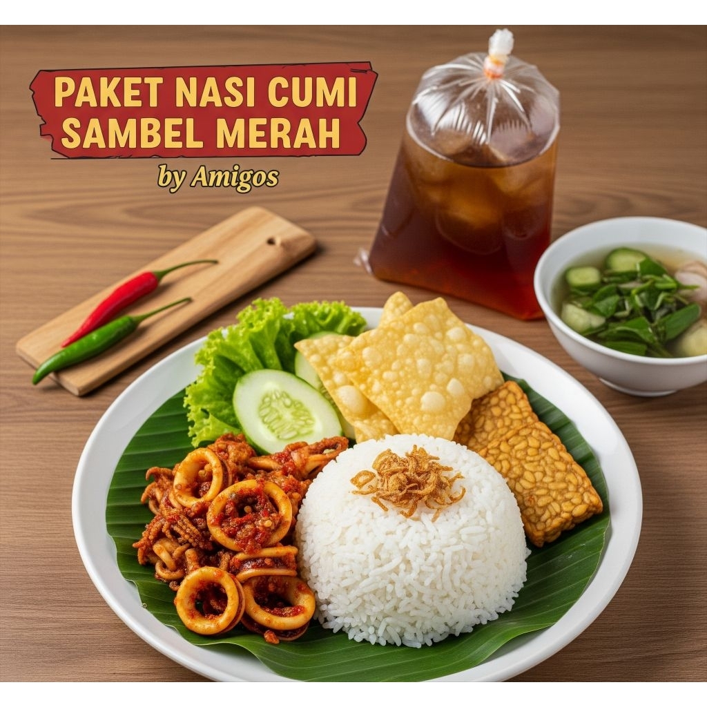 

Paket Lengkap Nasi Cumi Sambel Merah