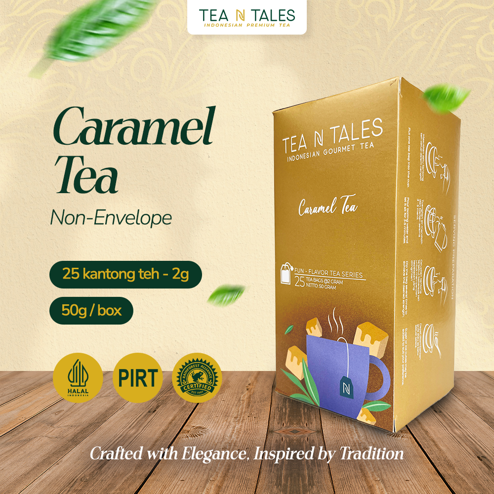 

TeaNTales Caramel Tea - Premium Black Tea Caramel Rendah Kafein | 25 Non Envelope Tea Bags @2g