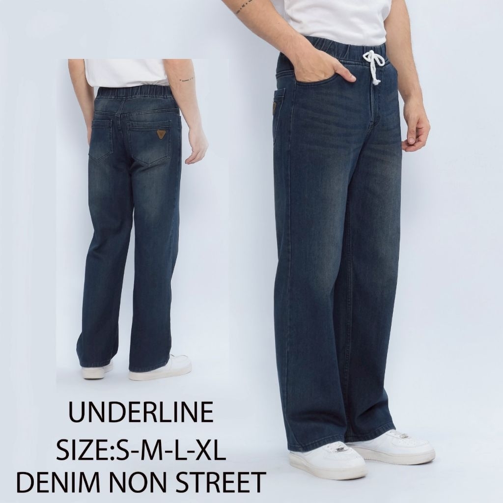 Celana Jeans reguler Pria Celana Jeans Pinggang Karet Pria Celana Jeans standar Pria