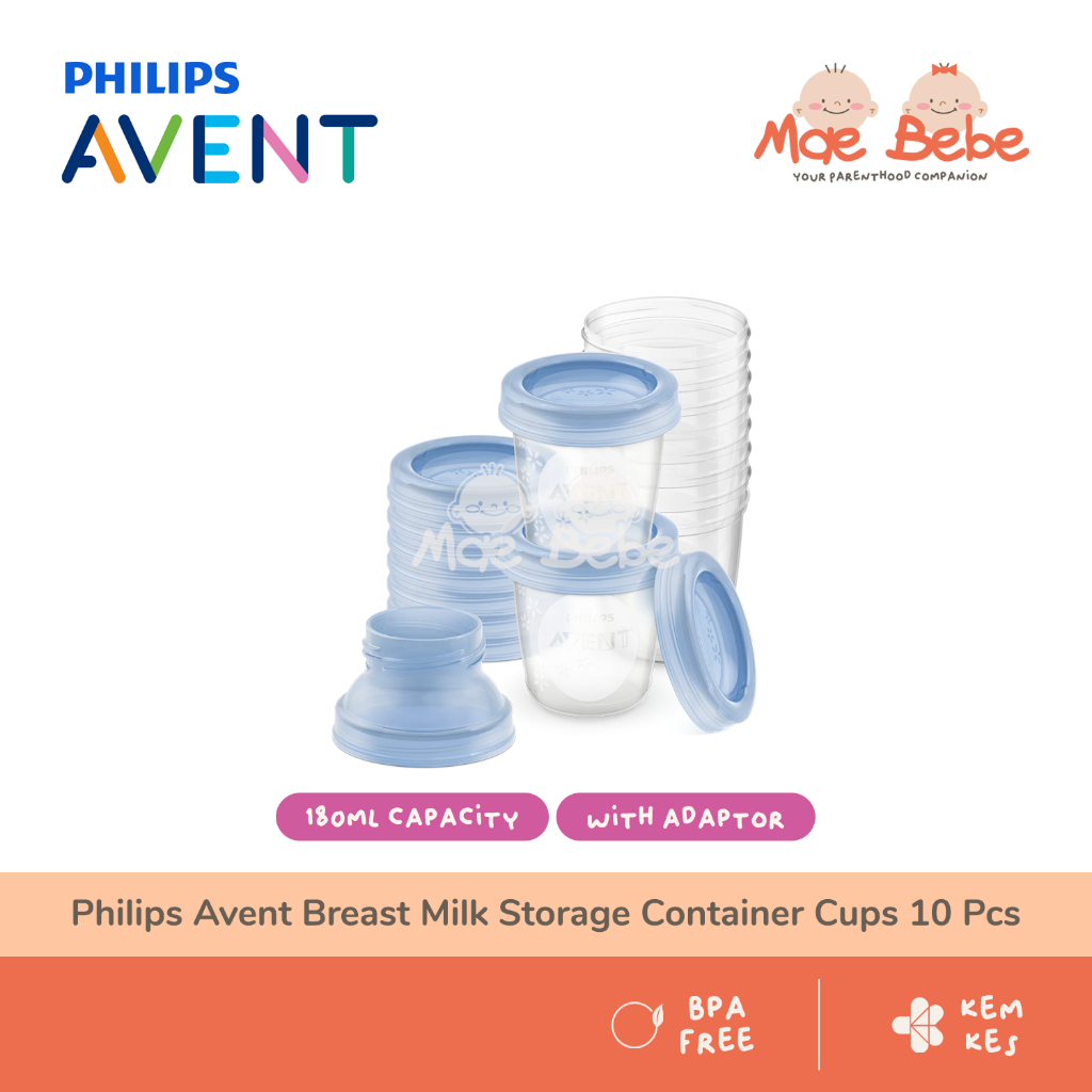 Philips Avent Breast Milk Storage Container Cups Botol Tempat Penyimpanan ASI 180ml Isi 10pcs