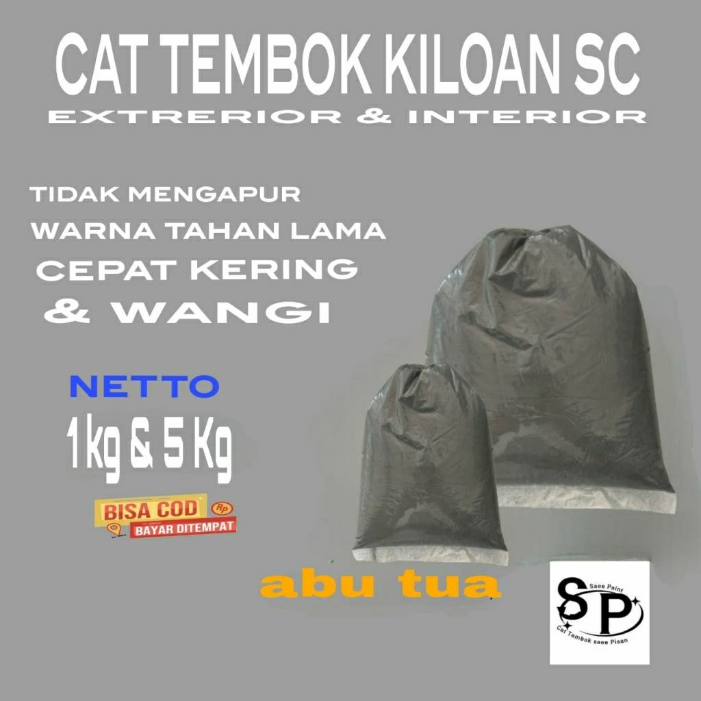 Cat tembok kiloan warna abu tua tersedia 1kg dan 5kg berkualitas spc by SAEE PAINT