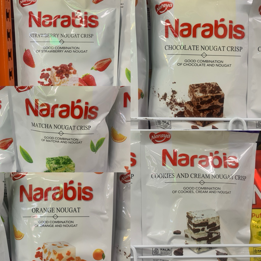 

Naraya Narabis Rasa Chocolate Strawberry Matcha Cookies Cream Assortment Nougat Crisp Halal 200gr