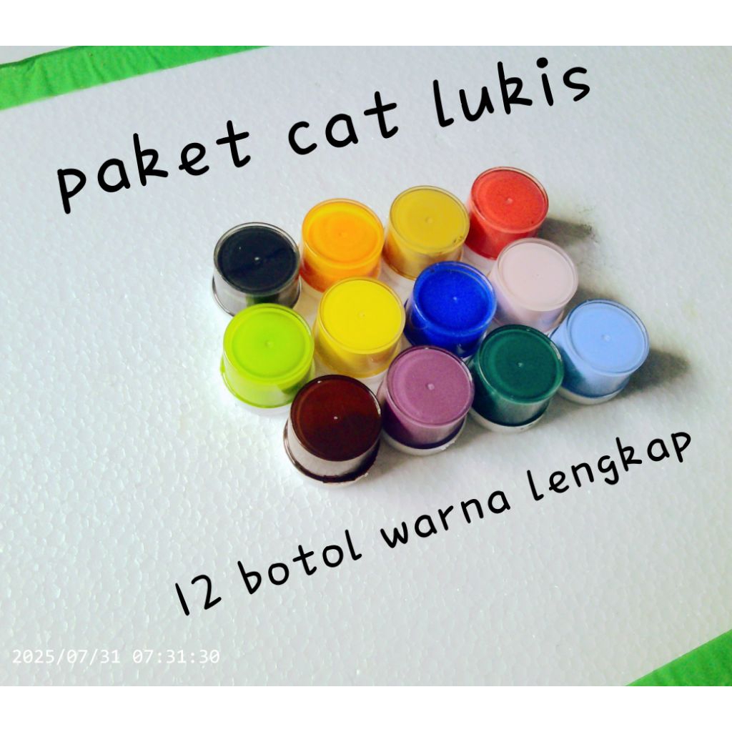 

PAKET CAT LUKIS 12 WARNA LENGKAP 10ml , Cat Air, Cat Melukis, Cat Serbaguna, Cat gambar lukis