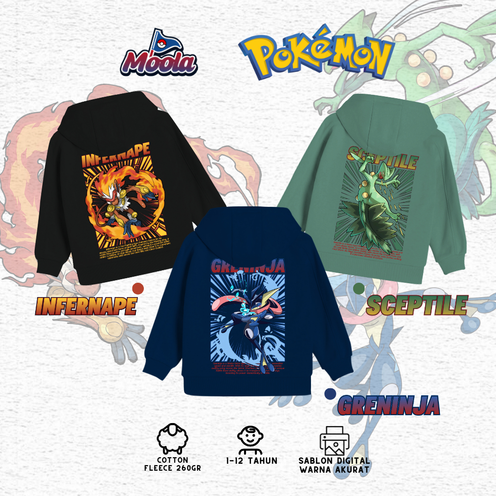 Hoodie Anak Pokemon Three Legendary - Kyogre Giratina Palkia Groudon | Cotton 30s Premium