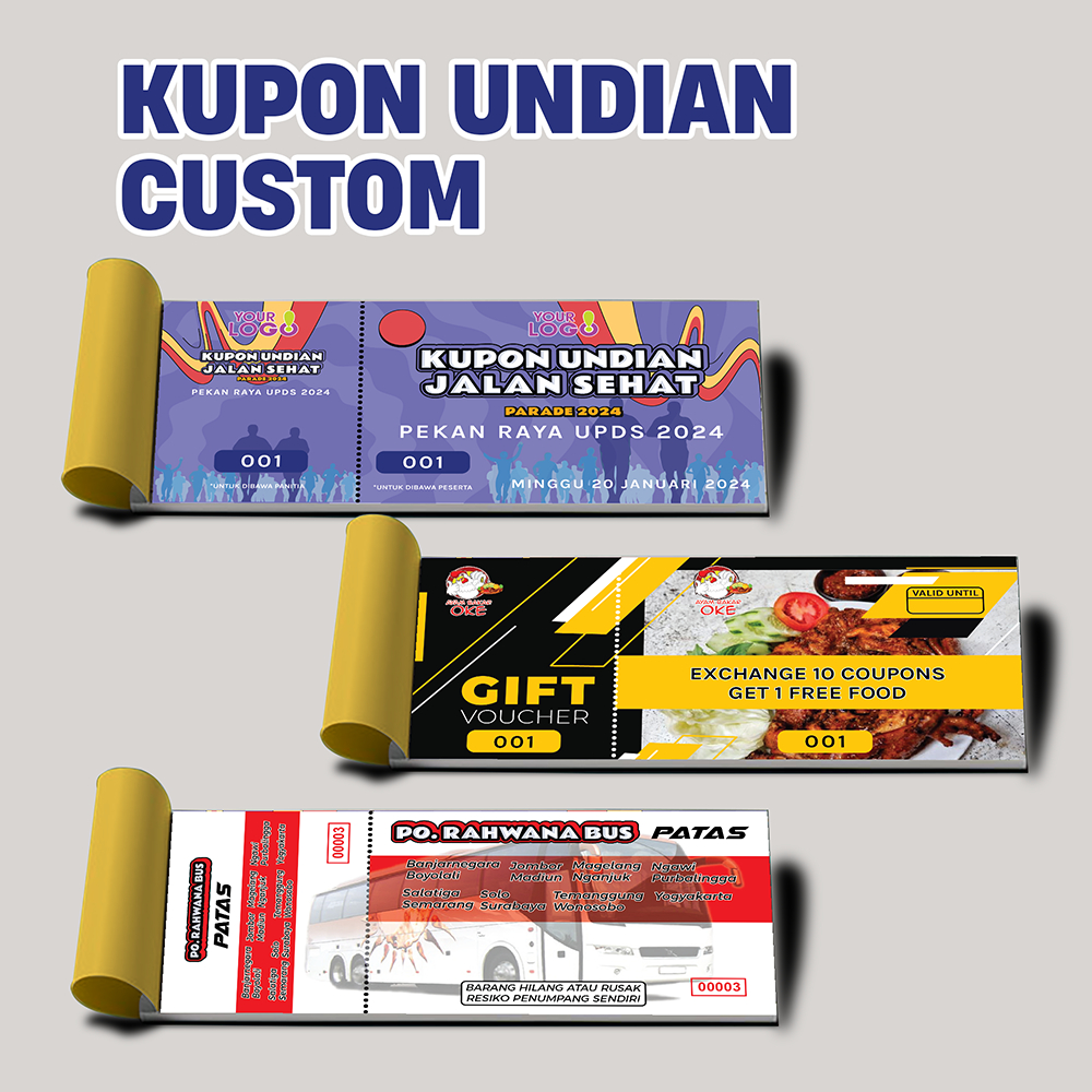 

KUPON / KUPON UNDIAN / KARCIS / KARCIS PARKIR RETRIBUSI / KUPON JALAN SEHAT / KUPON GOWES