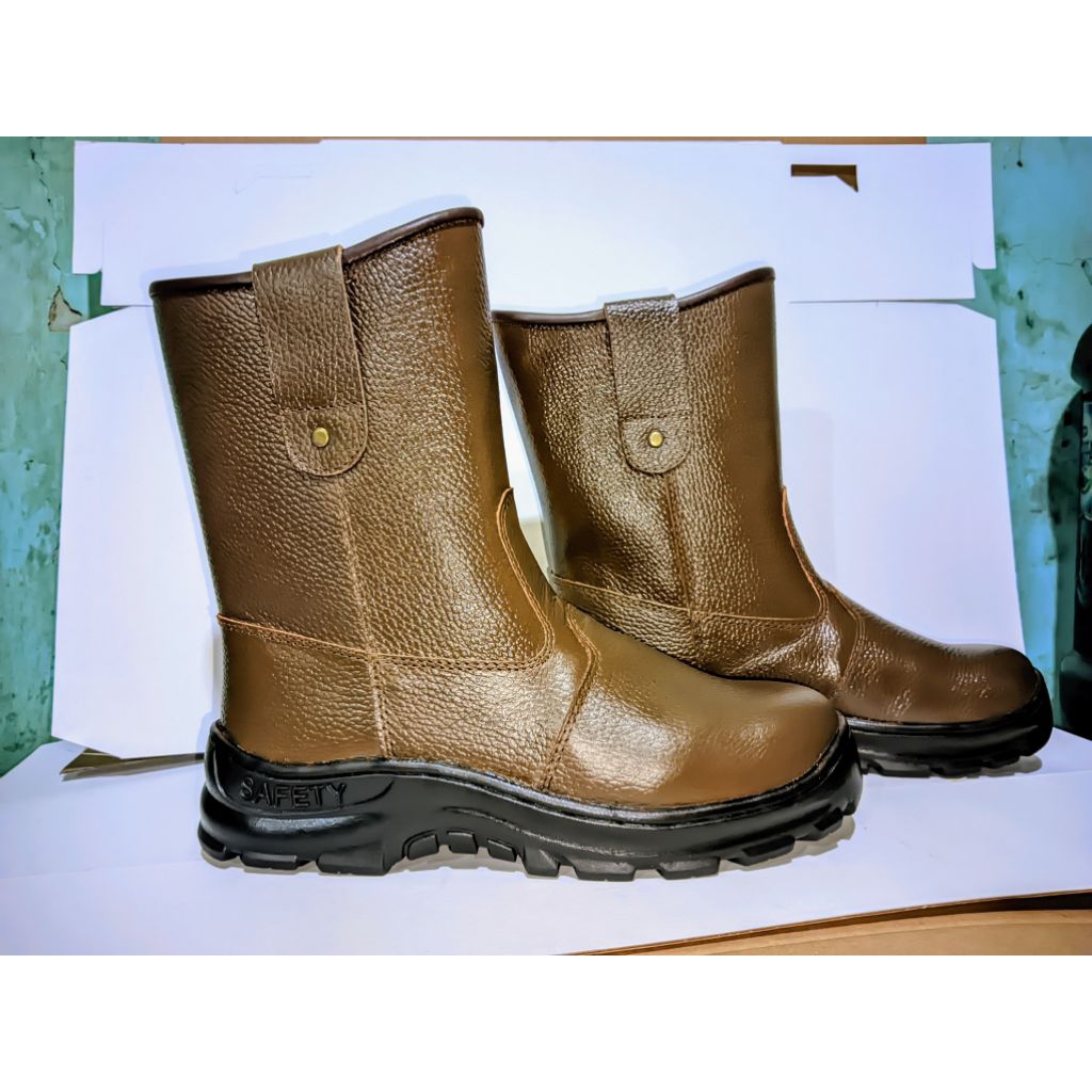 sepatu proyek pria,safety kruser texas brown -kulit asli bukan imitasi