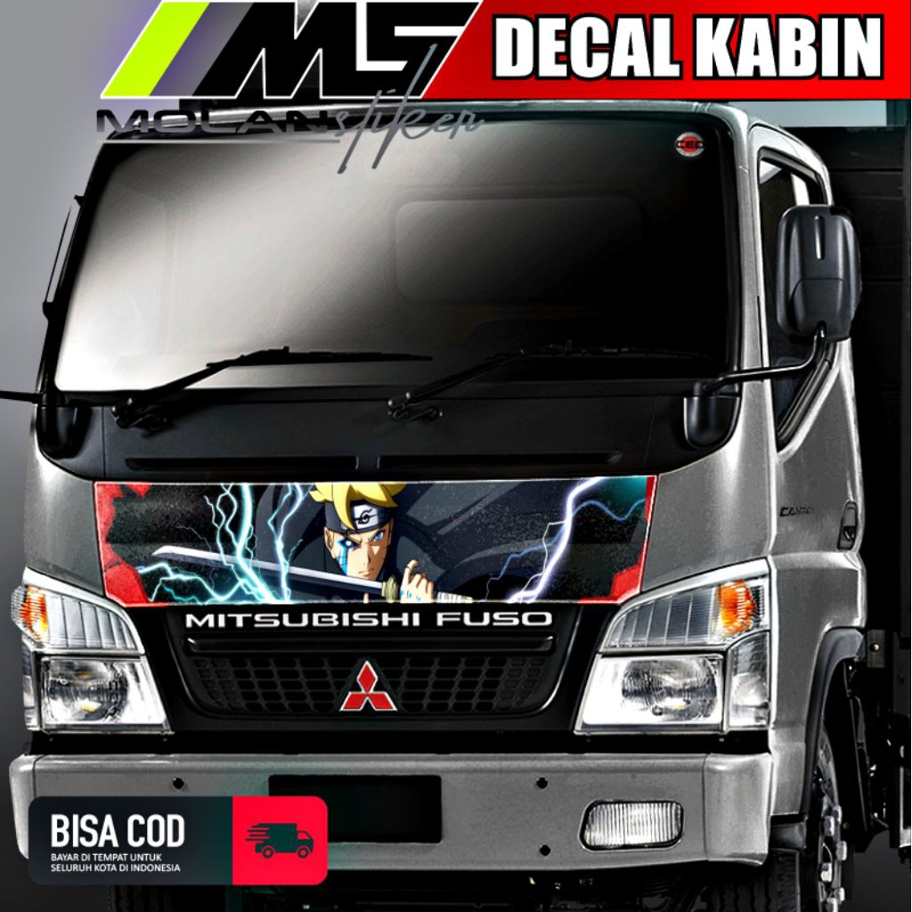 Decal Sticker Striping Variasi Kabin Depan Truck Canter Decal Kabin/Kap Depan Truck Engkel Mitsubish