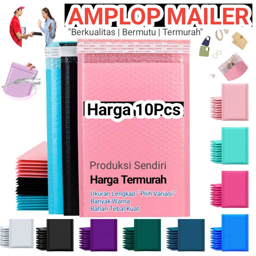 

Amplop Bubble Mailer Perekat Warna Estetik | Isi 10 Pcs | Ungu – Pink – Hitam – Putih