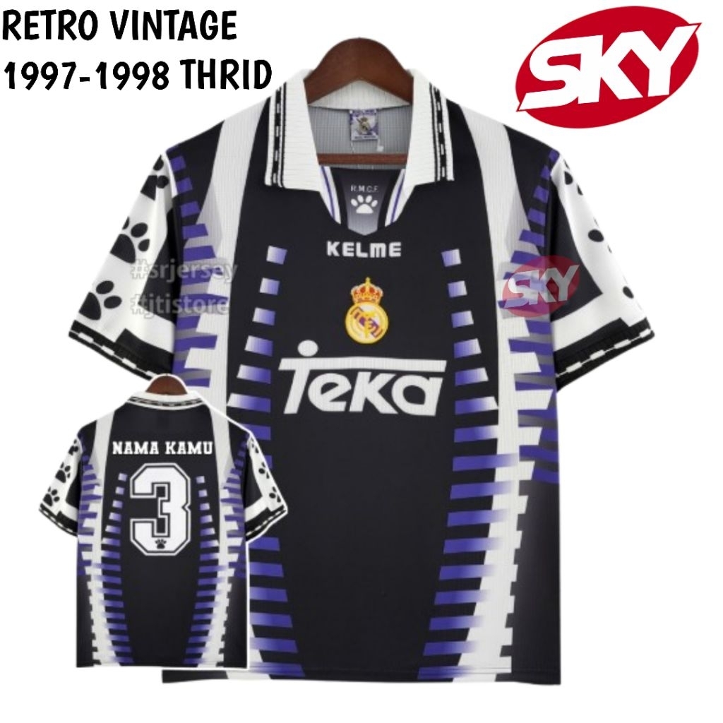 Jersey Real Madrid Thrid 1997 1998 - Jersey Madrid Retro Vintage Oversize