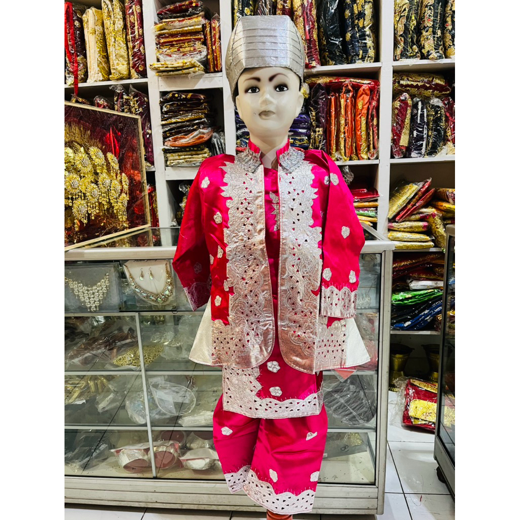 baju anak cowok padang bordir/baju cowok rockie/baju cowok anak anak bordir plus topi/baju adat Pada