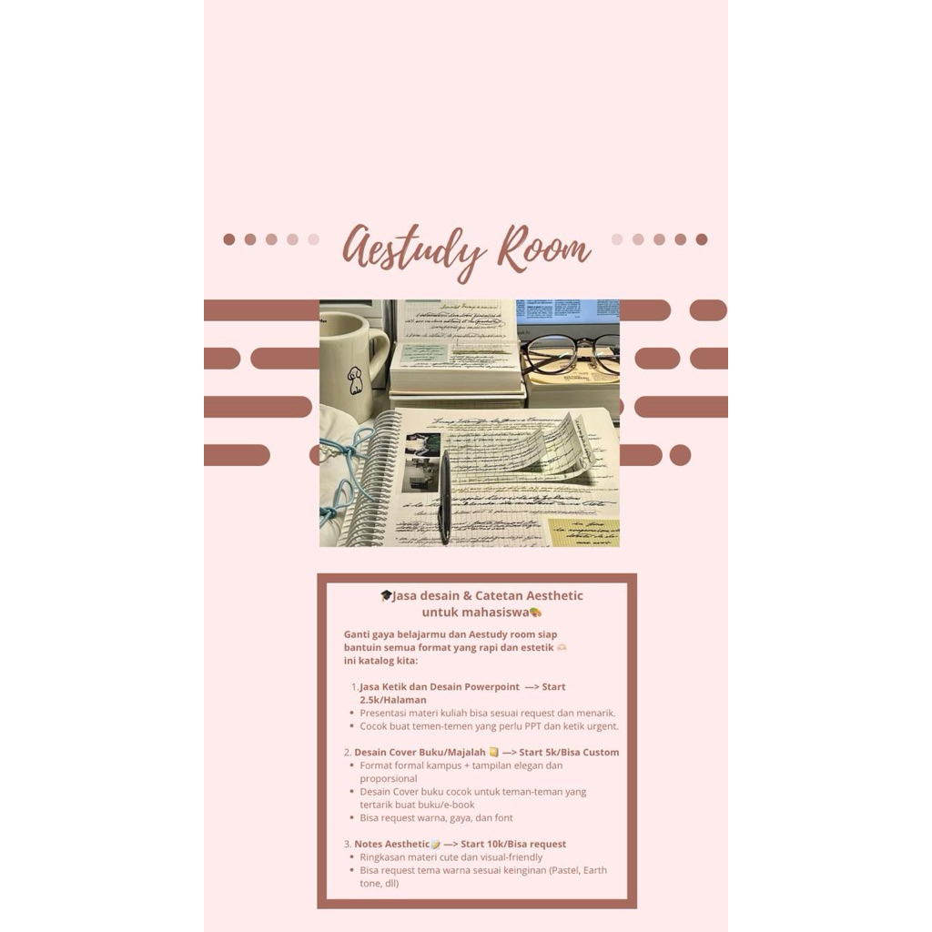 

Jasa task and notes by aestudy room