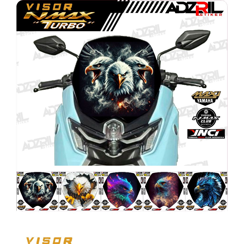 Stiker visor Winshield yamaha  Nmax TURBO 2024-2025  GAMBAR BURUNG ELANG/ RAJAWALI KEREN  (T-002) / 