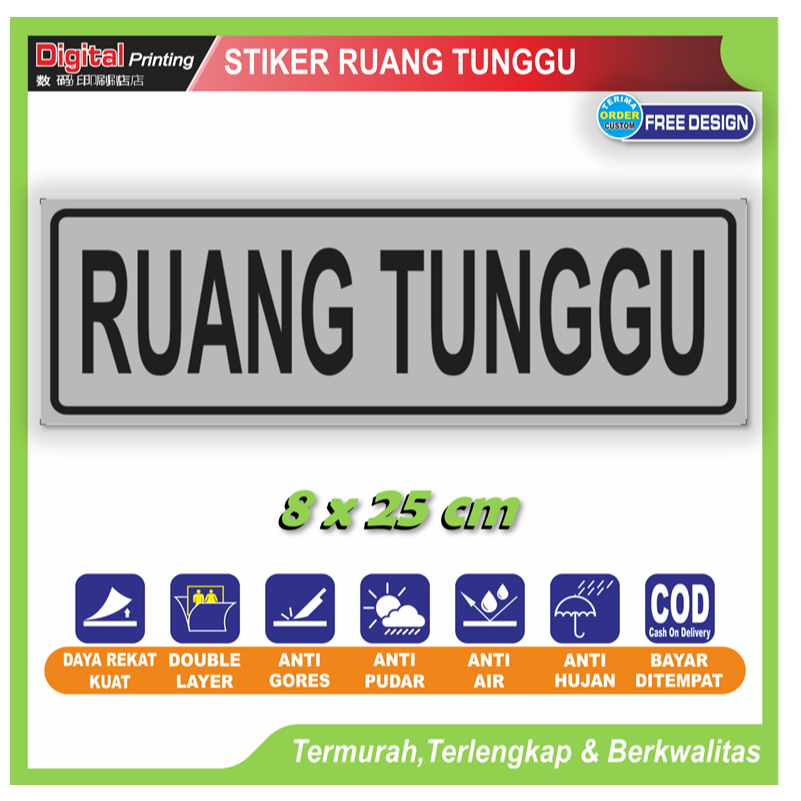 

Stiker tulisan ruang tunggu identitas ruang khusus tamu sticker kantor pabrik toko dll