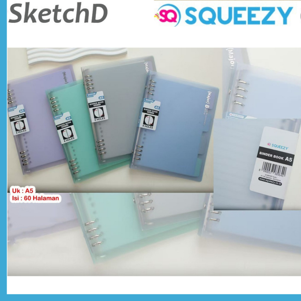 

Buku Map Loose Leaf Catatan Ring Binder A5 Squeezy 3271 ring file Notebook Polos Warna