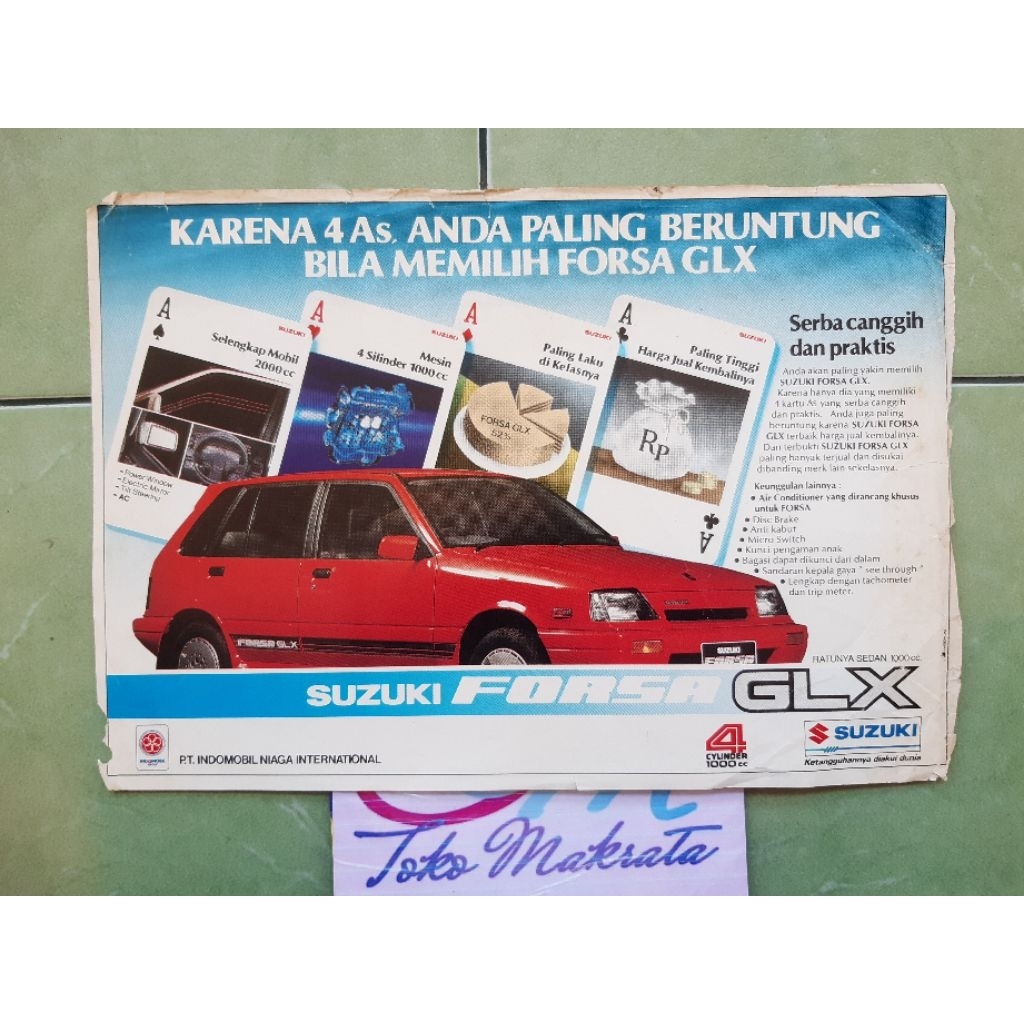 brosur iklan mobil Suzuki FORSA GLX jadul lawas lama