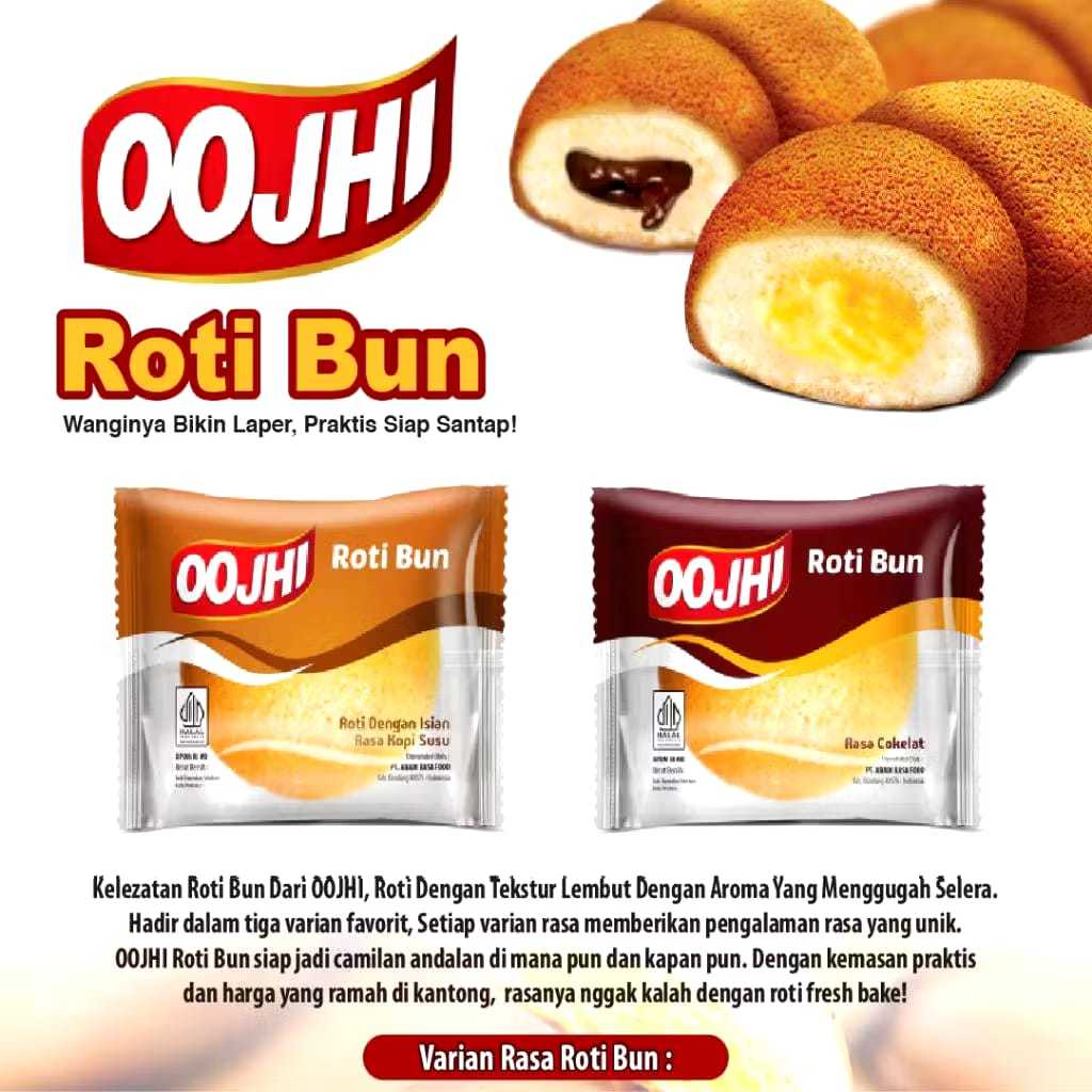 

Roti OOJHI Roti Bun Dengan Isian Rasa Kopi Susu dan coklat 1dus iso 60pcs