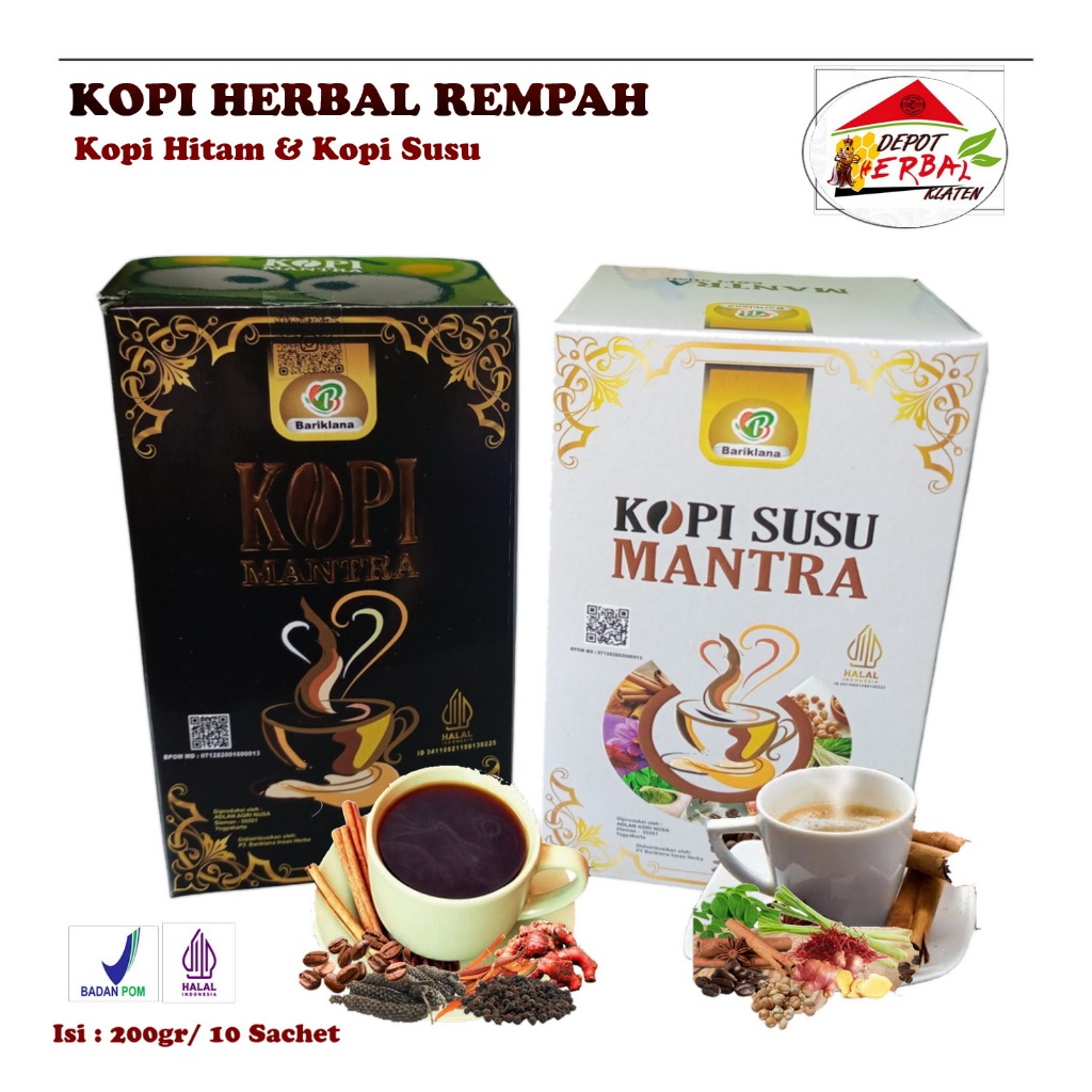 

Bariklana Kopi Rempah Mantra-Kopi Hitam-Kopi Susu 1 Box isi 10 Sachet