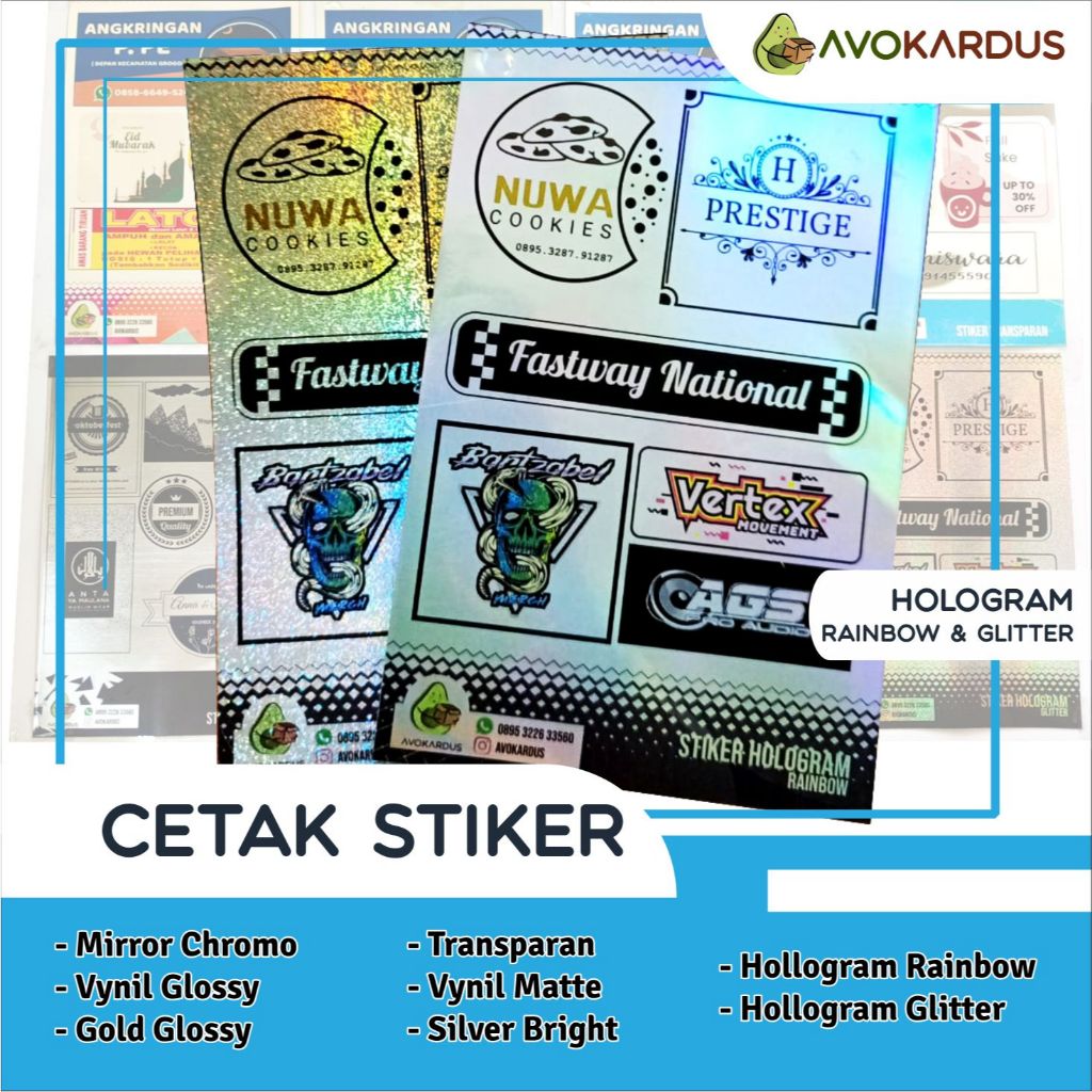 

Cetak Stiker Bahan Hologram Rainbow dan Glitter Ukuran A3+