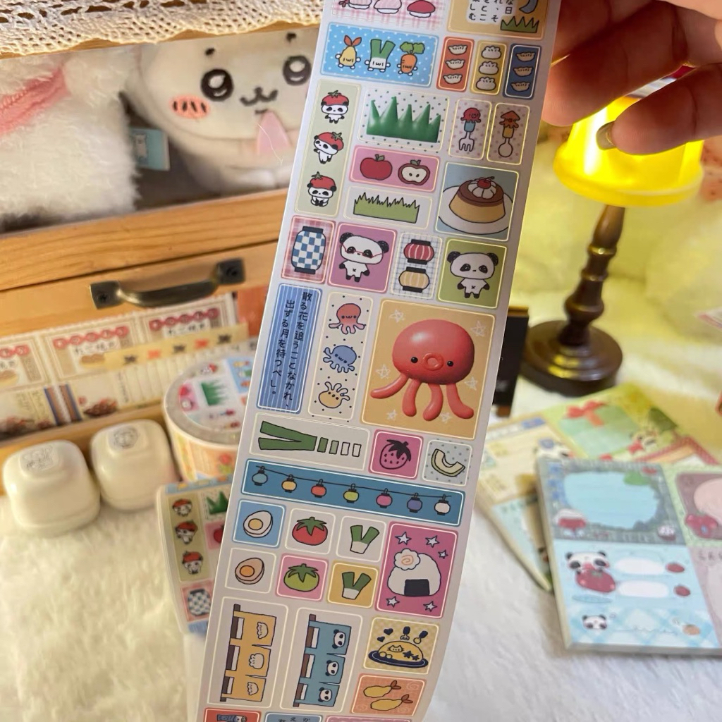 

[35cm] Panda Japanese Restaurant Heisei Retro share sticker roll - stiker dekorasi jurnal bujo journaling cute