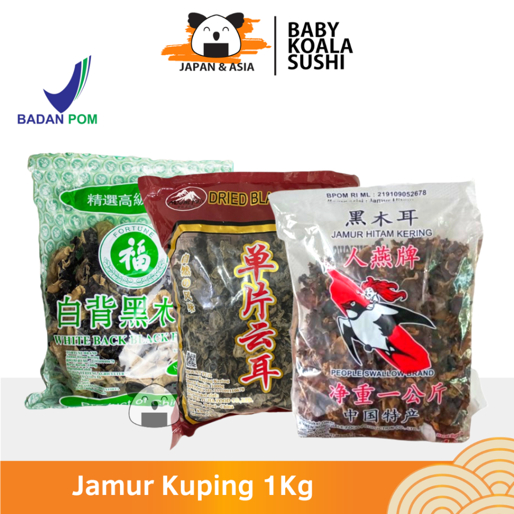 

BOKNI JAMUR KUPING KERING 1 Kg | Swallow Hitam Putih Fuji Black Fungus