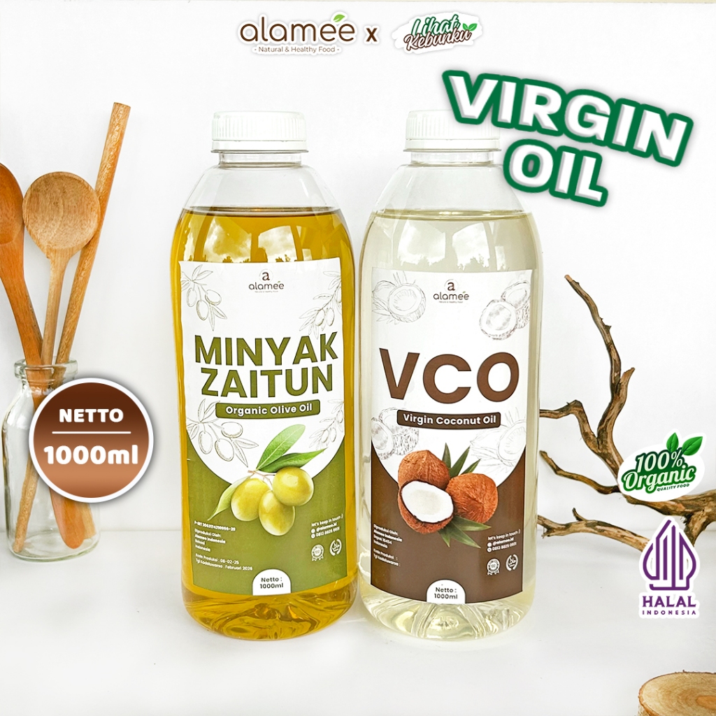 

ALAMEE Virgin Coconut Oil Minyak Zaitun Kelapa Murni Extra VCO Dapat Di minum Di masak Organik 1L LIHAT KEBUNKU