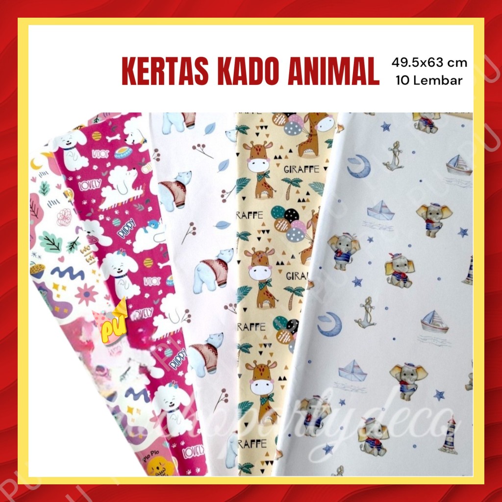 

KERTAS KADO ANIMAL ISI 10 / Kertas Kado Hewan Lucu