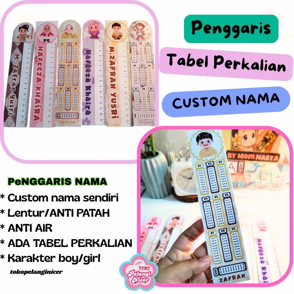 

Penggaris Custom Nama Karakter Anak Muslim+ Tabel Perkalian – Penggaris Tabel Perkalian Custom Nama