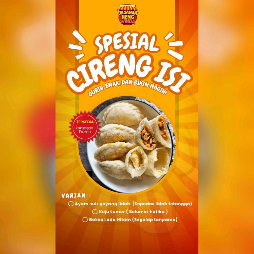 

1 PACK ISI 6 / Cireng Isi Ayam Suwir pedas / Keju lumer / Bakso sc spagetti spesial / Isian Campur / Cireng isi Frozen