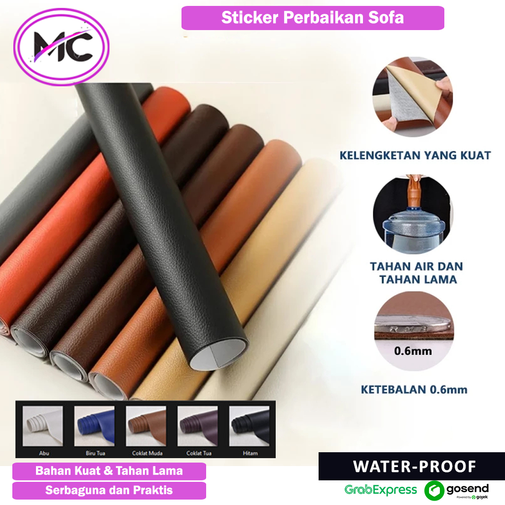 Kulit Sintetis Tambal Sofa Sobek Stiker Leather PU Meteran Penambal Jok Motor Mobil Robek Sticker Te