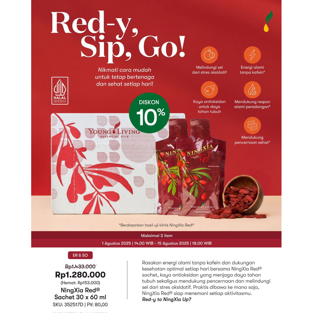 

Ningxia Red Box Sachet Bottle - Minuman Kaya Nutrisi dan Sumber Antioksidan