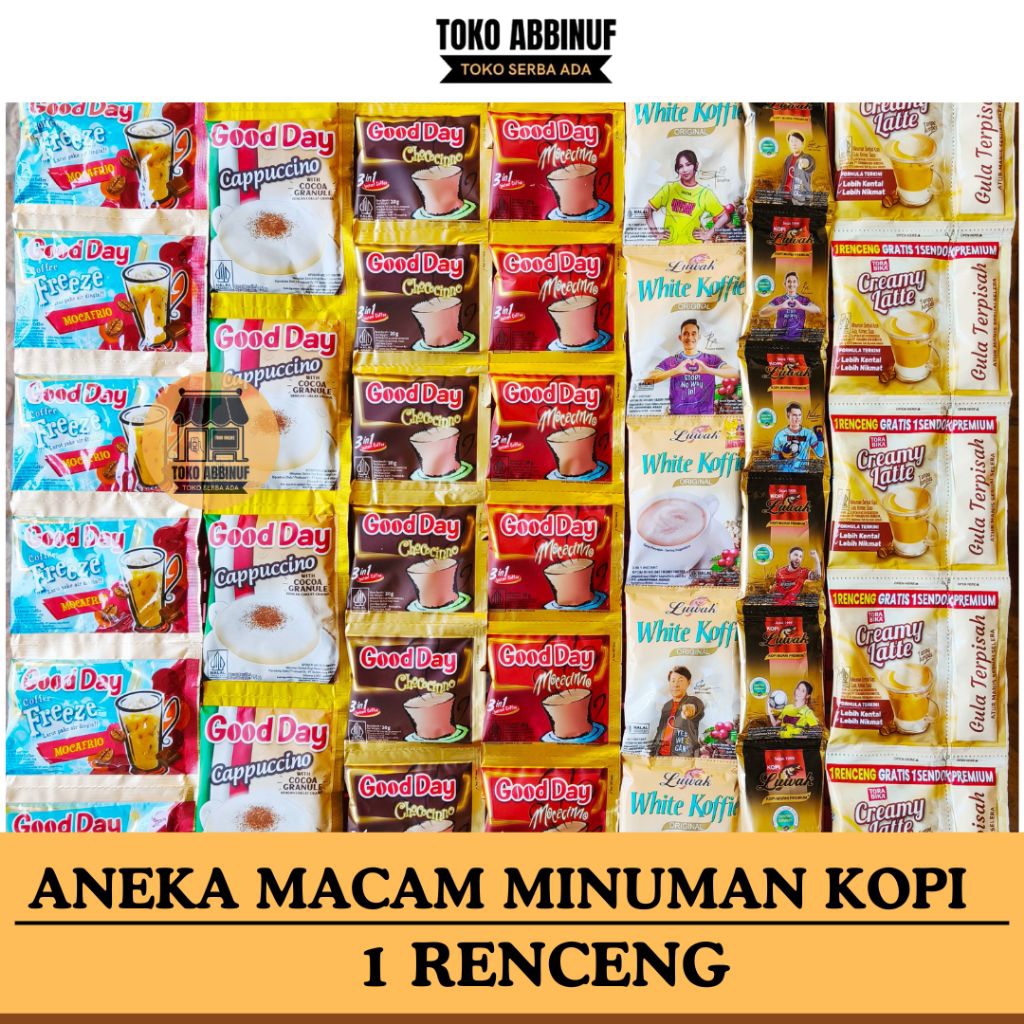 

ANEKA MINUMAN KOPI - GOOD DAY CAPPUCINO MOCACINO FREEZE - LUWAK HITAM WHITE