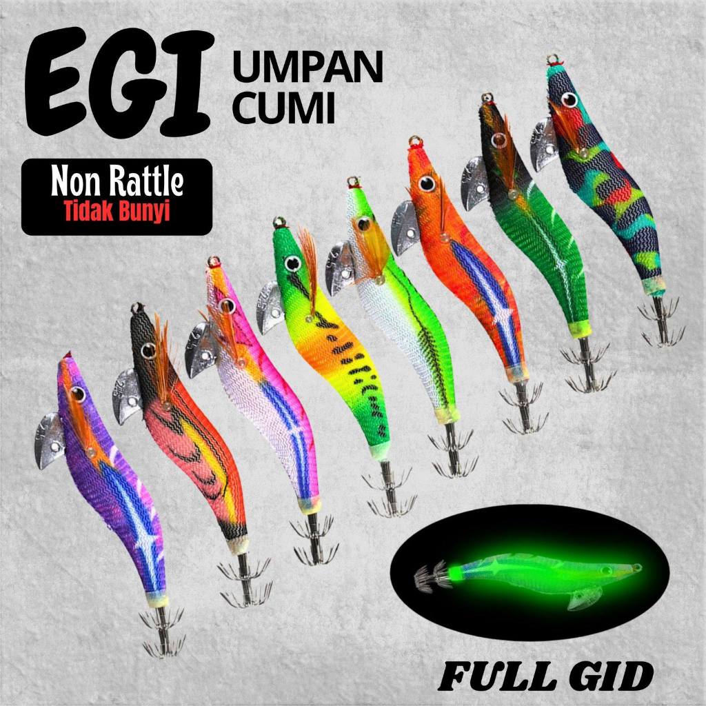 Lure EGI SQUID JIG / UMPAN CUMI (NON RATTLE / FULL GID)