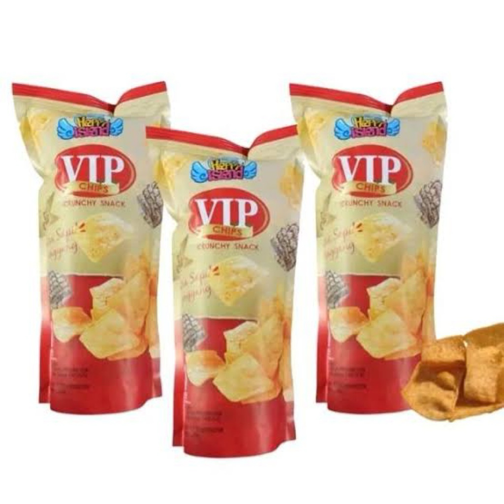 

KERIPIK VIP CHIPS CRUNCHY SNACK [1 POUCH @28G] | HAPPY ISLAND VIP CHIPS SAPI PANGGANG | VIP SNACK 2000 RUMPUT LAUT| VIP CHIPS 2000