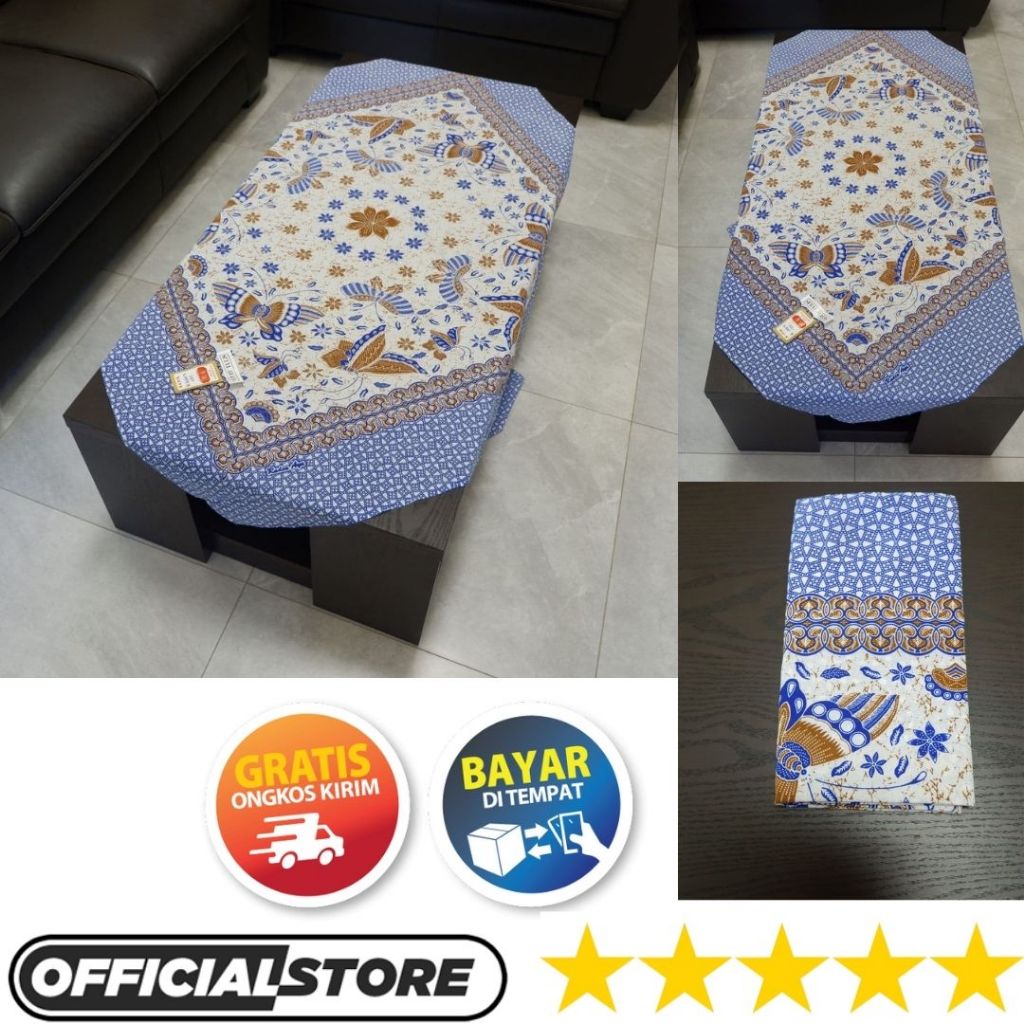 Taplak Meja Tamu Persegi Empat Panjang Kotak Kain Batik Motif Tulis Terbaru Bahan Poliester Halus Uk