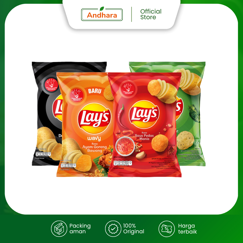 

Lay's Snack Potato Chips Aneka Rasa 64gr & 31gr - Makanan Ringan - Keripik Snack