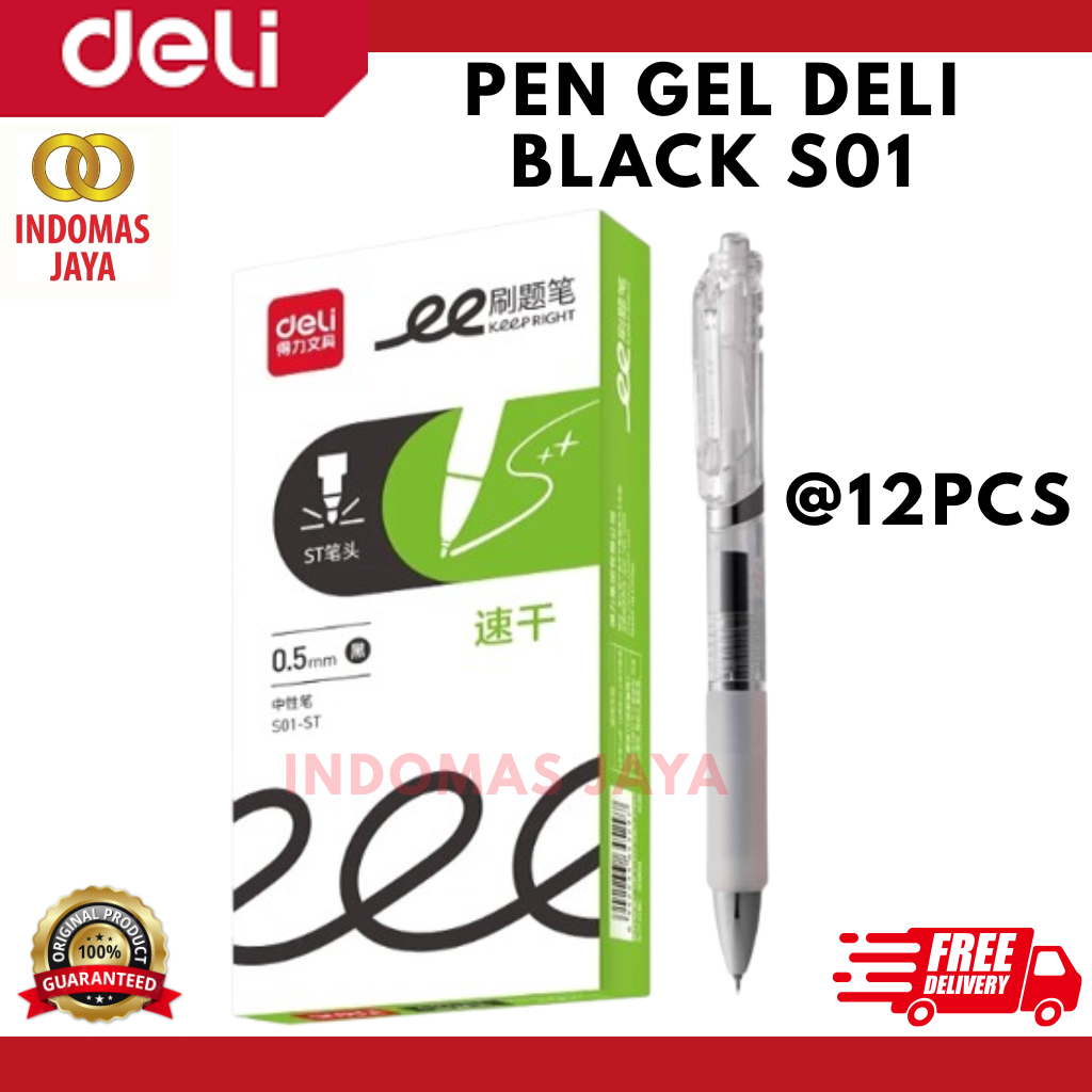 

Deli Gel Pen Pulpen Gel Pena 0.5 mm Tinta Hitam Tinta Cepat Kering Anti Meleber S01-ST (HARGA PER KOTAK)