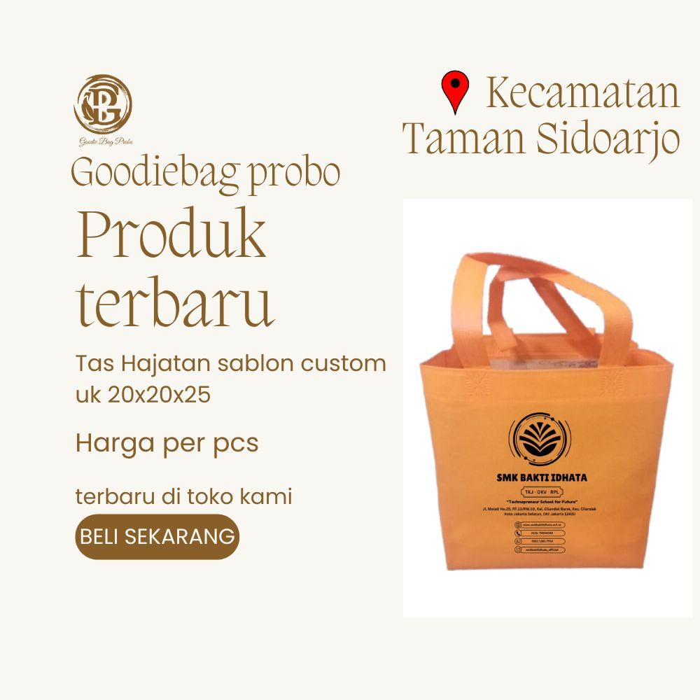 

goodiebag custom sablon UK 20x20x25/tas hajatan model box plus sablon/tas sepundbon sablon